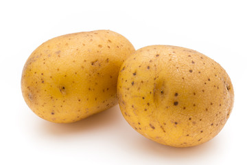 Raw potato isolated on white background.