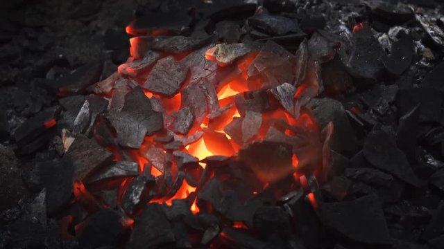 Red Hot Coals for Cooking in Sri Lanka. 1920x1080 stock footage