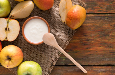 Homemade natural farmer yoghurt for breakfast