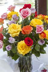 bouquet of multi colored of retirement roses
