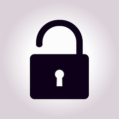 Unlock icon. Flat design style. Access to the user.