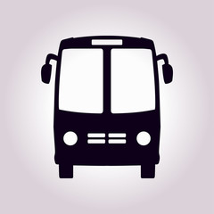 Bus icon. Schoolbus symbol. International tourist traffic. Comfortable vehicles.