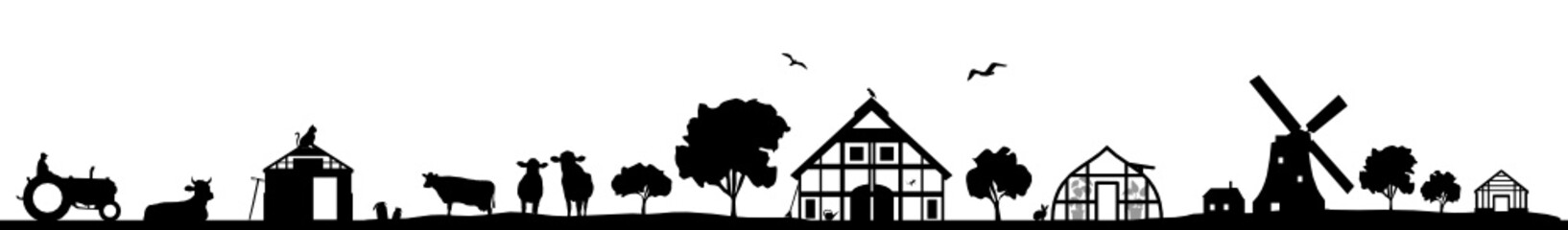 Silhouette Bauernhof und Landwirtschaft