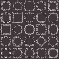 Doodle set hand drawn element for frames, logo, yoga, ethnic design. Set No. 13 of 25 items. Vector illustration.