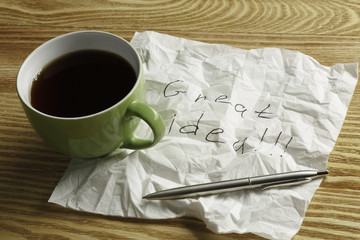 Message written on napkin