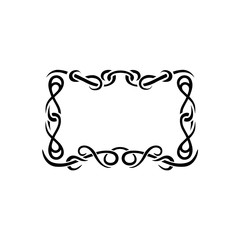 Vintage Calligraphic Square Frame - Decorative Floral Element with Lines, Flourishes, Scrolls and Swirls Isolated in Black Vector - for Page Decor, Borders, Letters, Invitations, Cards, Logo or Menu