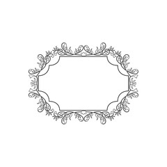 Vintage Calligraphic Square Frame - Decorative Floral Element with Lines, Flourishes, Scrolls and Swirls Isolated in Black Vector - for Page Decor, Borders, Letters, Invitations, Cards, Logo or Menu