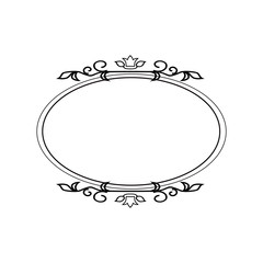 Vintage Calligraphic Frame - Round Decorative Floral Element with Lines, Flourishes, Scrolls and Swirls Isolated in Black Vector - for Page Decor, Borders, Letters, Invitations, Cards, Logo or Menu