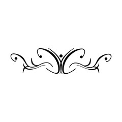 Vintage Calligraphic Wicker Rosette - Decorative Vignette with Floral Elements of Lines, Flourishes, Scrolls and Swirls Isolated in Black Vector for Business, Logo, Menu, Greeting Card or Invitation