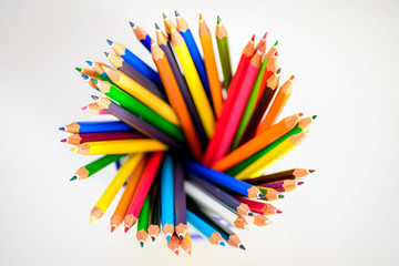 Fototapeta premium Bunch of sharp colorful pencils