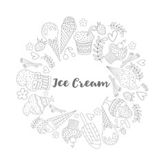 set of icons of ice cream