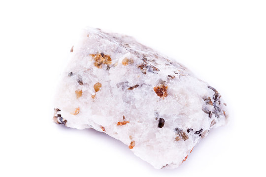 macro mineral calcite stone on a white background