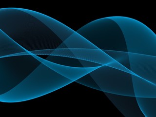 Abstract Light blue wave on black background 