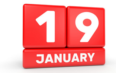 January 19. Calendar on white background.