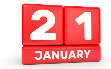 January 21. Calendar on white background.