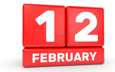 February 12. Calendar on white background.