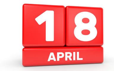 April 18. Calendar on white background.