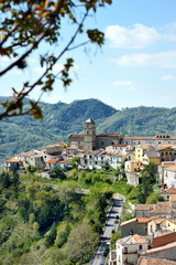 Fototapeta na wymiar Panoramic view of Pietrapertosa mountain village, Italy