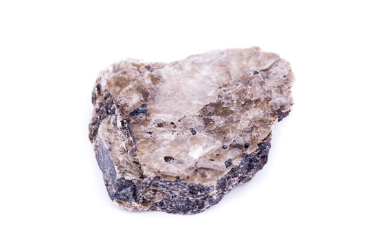 macro mineral stone heulandite on a white background