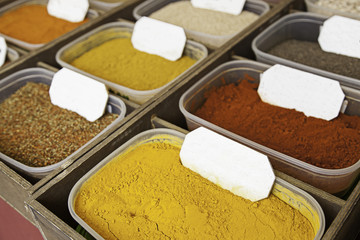 Exotic spices in a market