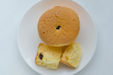 Vanilla Soft Cake In White Plate for Breaking Time.