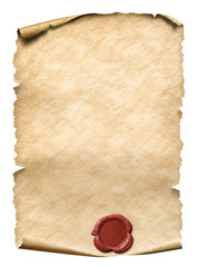 parchment with red wax seal 3d illustration