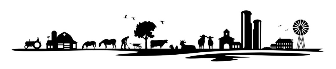Silhouette Farm und Tiere © SimpLine
