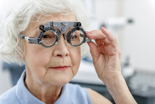 Old woman in special spectacles