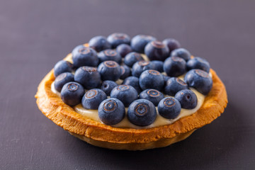 Tartlets with custard and blueberries