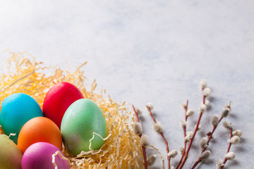 Easter, dyed eggs, willow