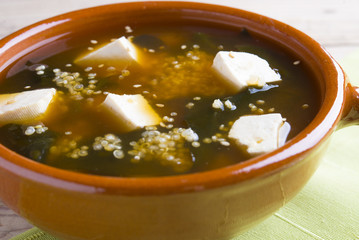Soup of Miso, tofu and quinoa