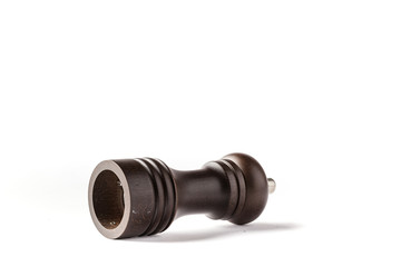 Wooden laying pepper mill on a white background