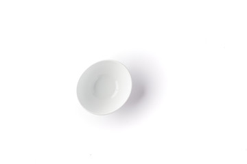 Oval white bowl on a white background