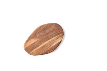 Dark wooden cheese/cutting board on a white background