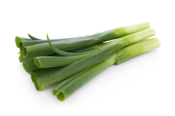Green Japanese Bunching Onion on white background