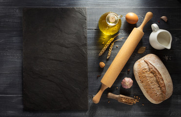 bread and bakery products on wood