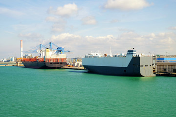 View on the port of Civitavecchia, Italy.
