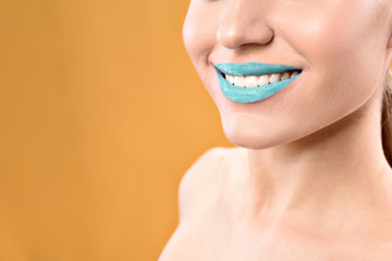 Beautiful pair of smiling blue lips