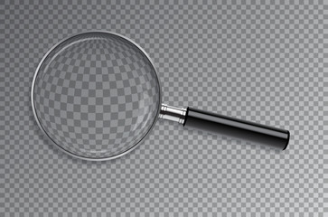 Magnifier isolated on transparent background. Vector realistic illustration.