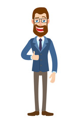 Obraz premium Hipster Businessman shows thumb up