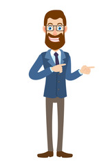 Businessman showing something beside of him
