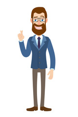 Businessman with crossed fingers