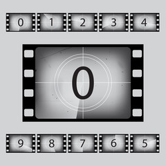Movie countdown numbers set. Vector illustration.