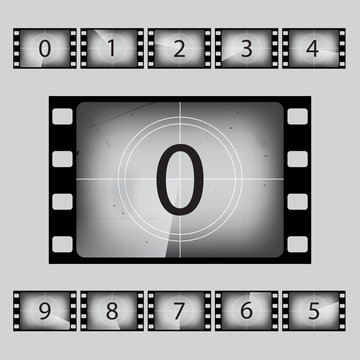 Movie Countdown Numbers Set. Vector Illustration.