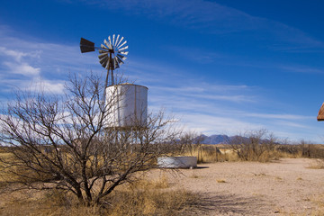 Windmill and water tower in Rural America