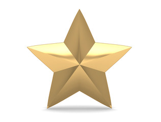 golden star isolated on white background 3D render