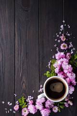 Floral frame with coffee cup