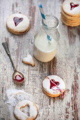 Fototapeta na wymiar Saint Valentine's Day homemade cookies on vintage table