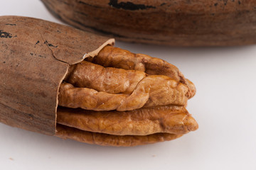 Pecan nuts isolated on white background