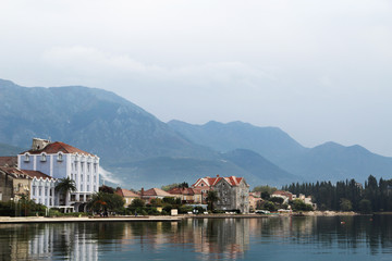 Fototapeta na wymiar View of promenade in Tivat, Montenegro